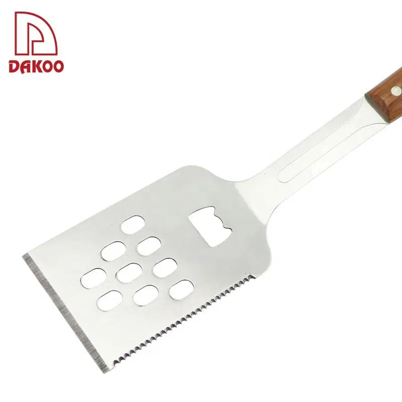 Yangjiang Factory Rose Wood Handle 4Pcs BBQ Tools Set Grill Set Barbecue Accessory With Aluminum Case