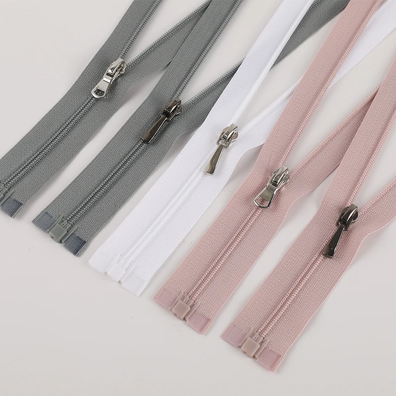 Cremalleras sin costura white zipper 3# cierres de nylon open end nylon zipper for coat baby children jacket