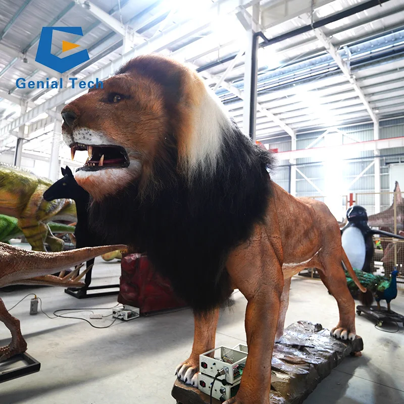 JN-Z23J26 Animatronic Robot Animal Lion Model Full Life Size Zoo Decoration Simulation Animal Animatronic Lion Models Sale