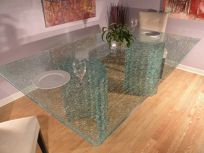 8+8mm America Popular Cracked Ice Laminated Glass Table Top
