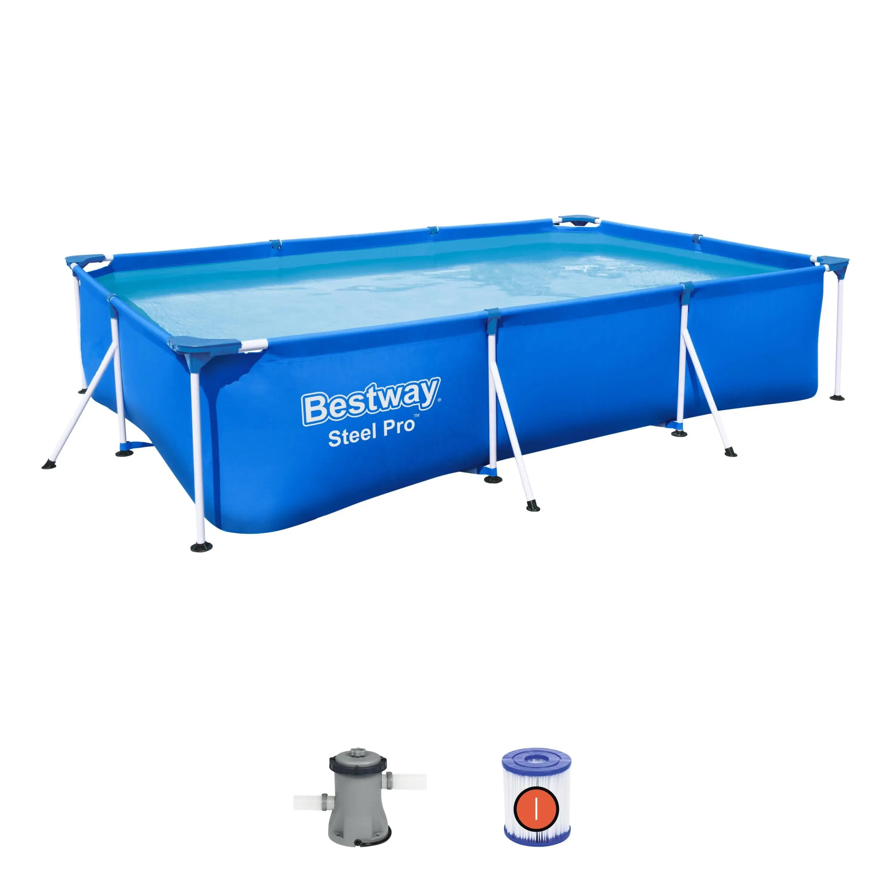 Bestway 56404 3 м x 2 01 66 см Прямоугольный метровый каркасный бассейн открытый