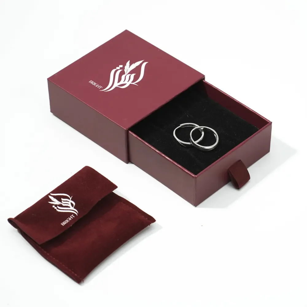 Custom Logo Rigid Cardboard Jewelry Gift Drawer Box Recyclable Necklace Ring Earring Paper Box with Foam Insert