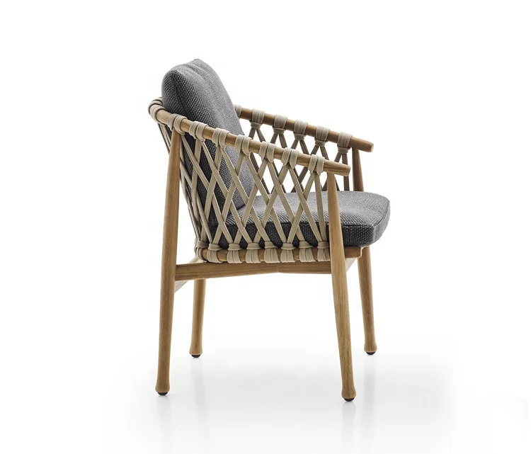 Fashion Modern Simple Durable Rope Knitting Wood Chair for Living Room and Dinning room