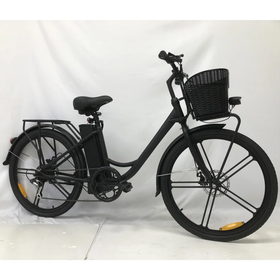 City commuting 26 stainless steel electric bicycle LCD pedelec step-through with 6 speed gears