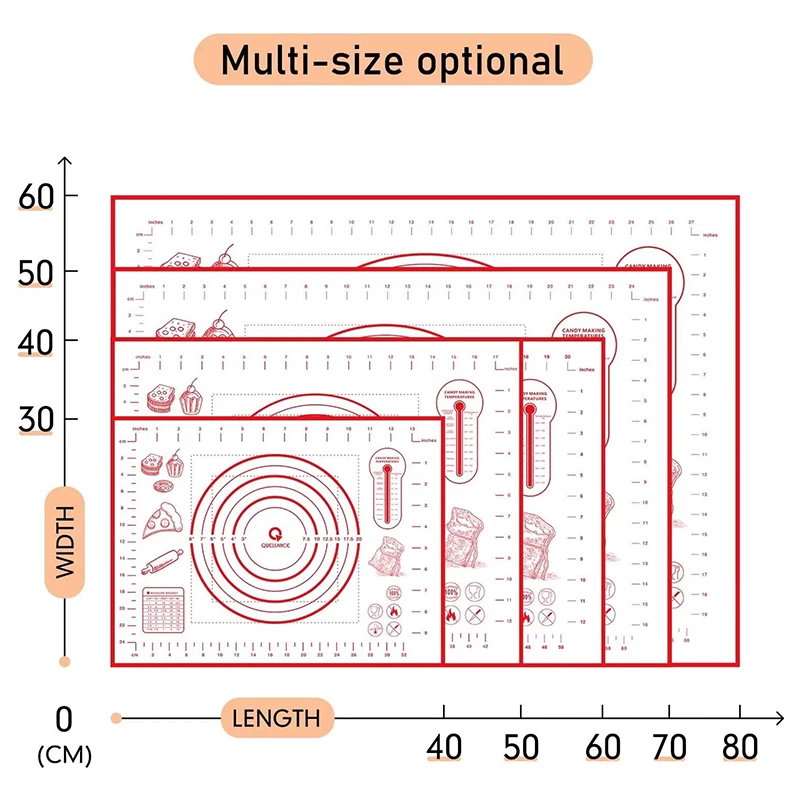 Silicone Pastry Mat Silicone Baking Mat Liners Pizza Dough Maker Pastry Rolling Dough Pastry Mat With Scale