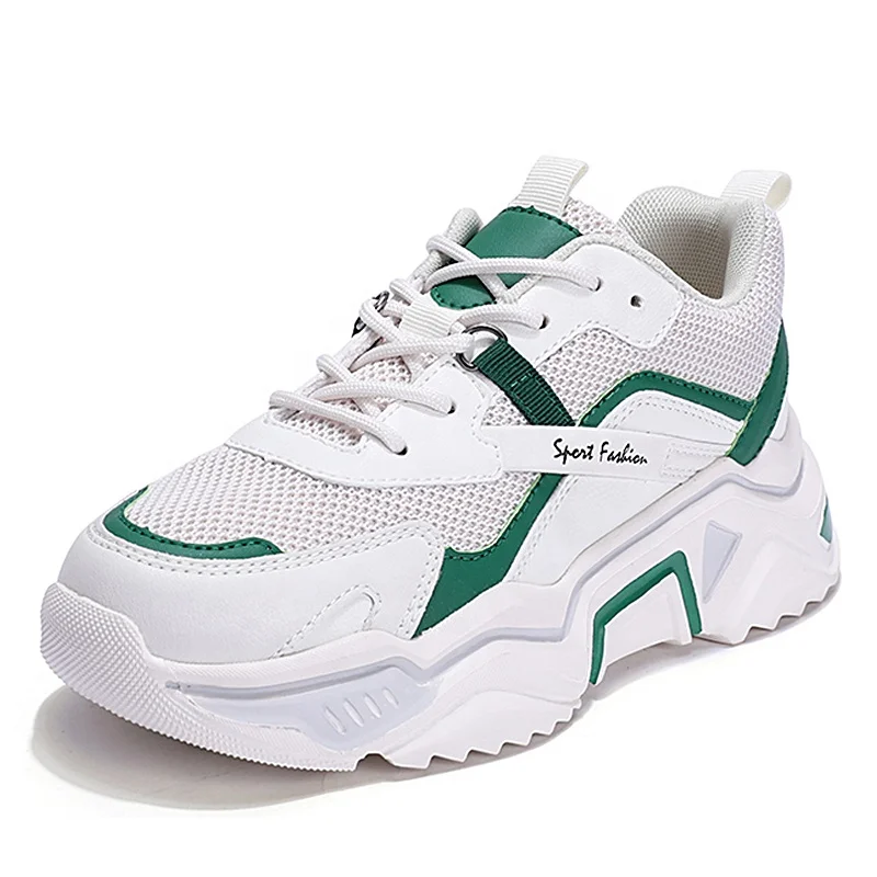 new arrivals platform  Round head Lace up Wedge heel womens sneakers casual Genuine Leather sport shoes for ladies