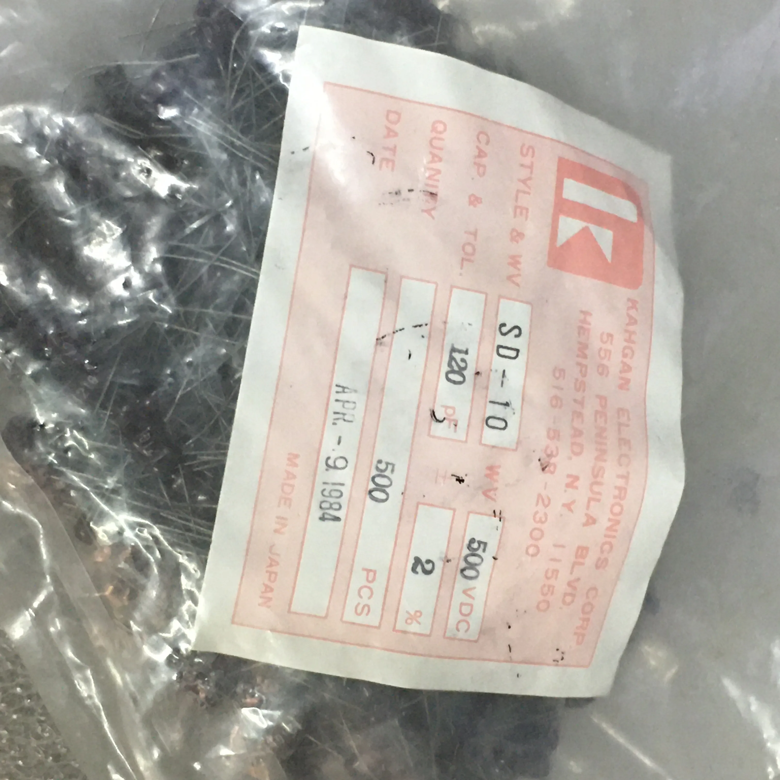 Japan KAHGAN 120PF 300V 5%    Mica Capacitors  new   120P