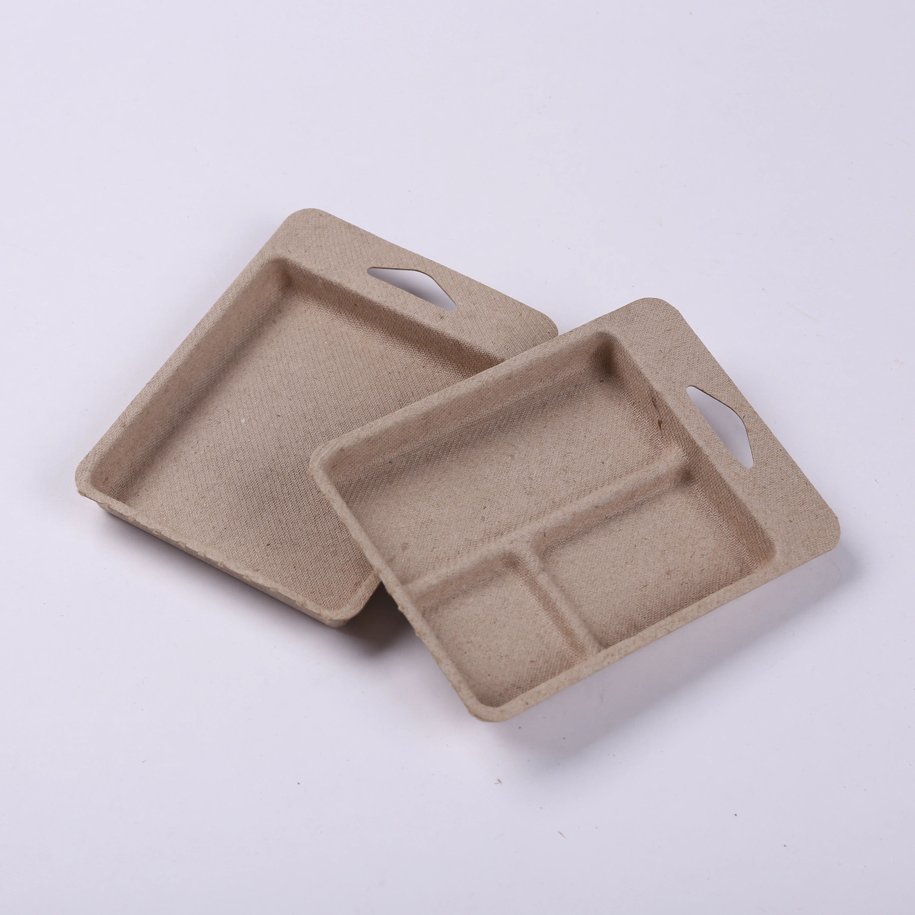 custom logo recyclable molded pulp paper boxes disposable eco pulp tray bio mold packaging brown color