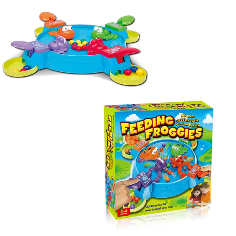 High quality plastic 2-4 player interaction toys feeding frog swallow beads table game
