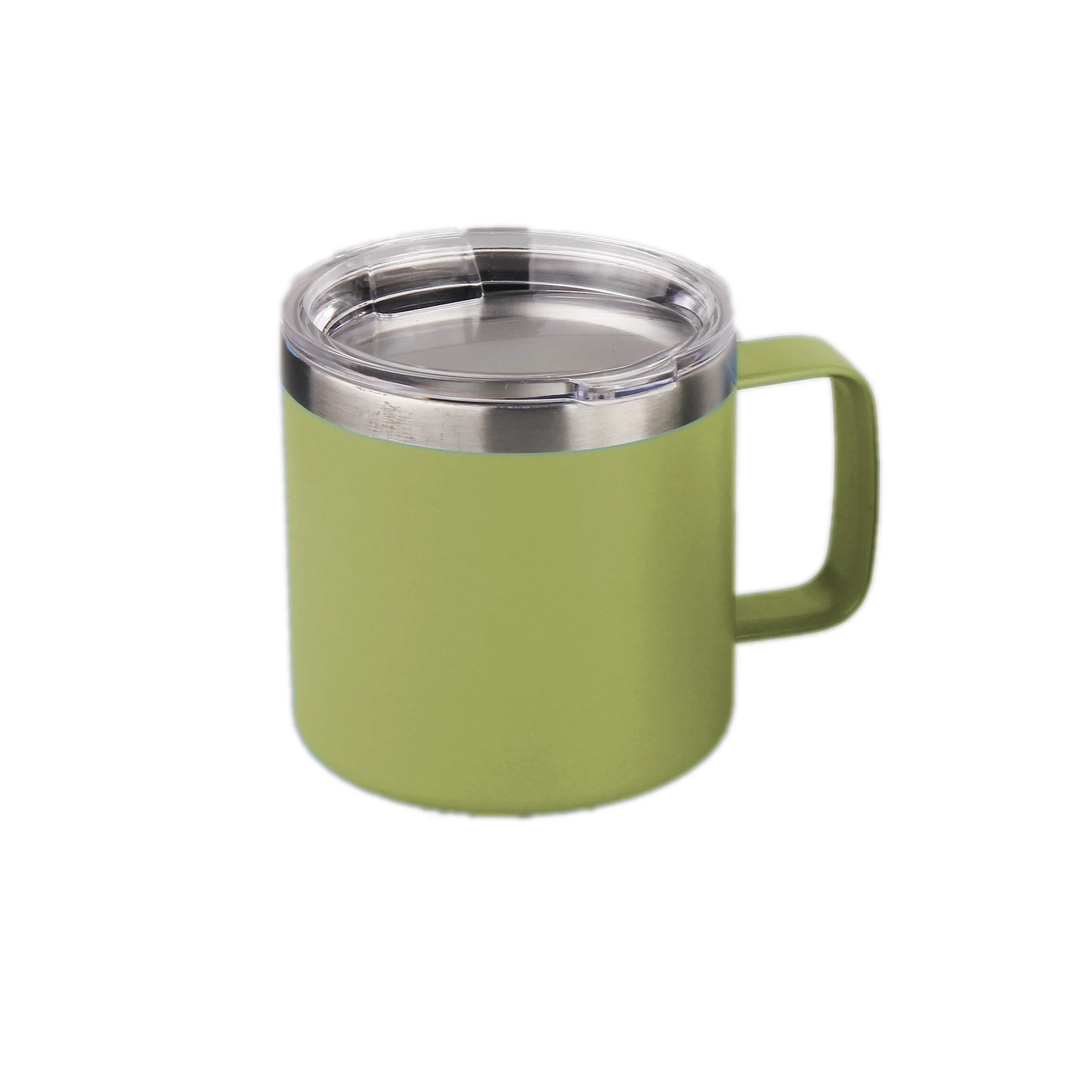 Premium 12 oz stainless steel insulated coffee mug with handle double wall vacuum beer tumbler travel mug with sliding lid
