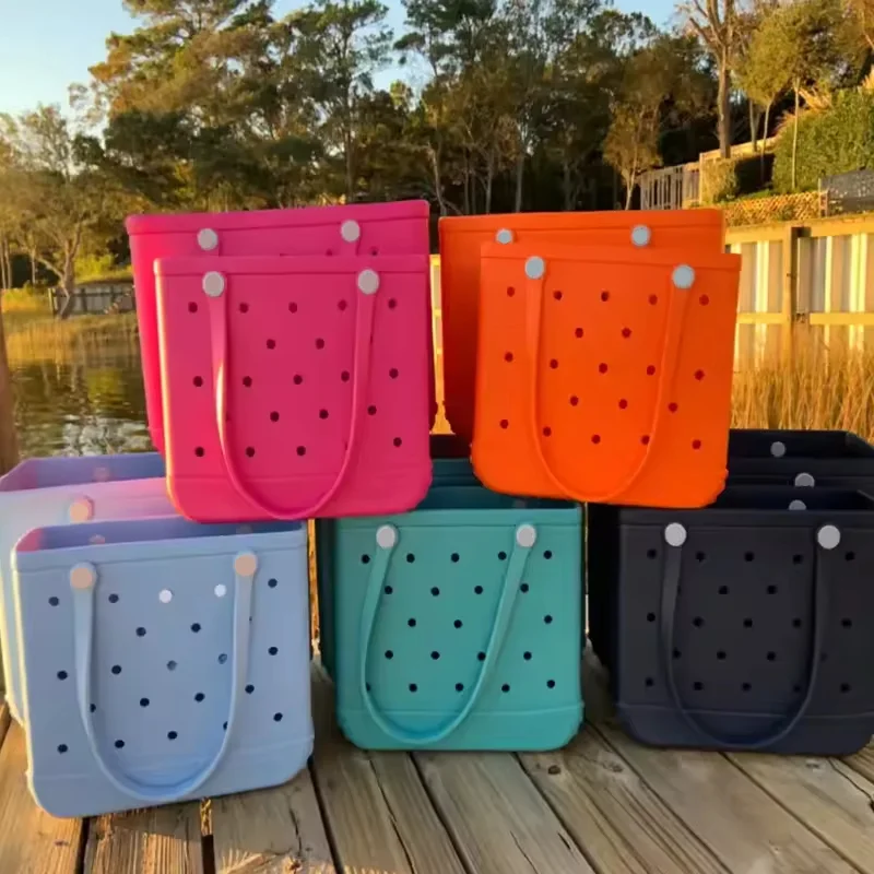 New Design Portable Summer Waterproof EVA Beach Bitty  Bag Rubber Beach Handbags Silicone Small Baby Bag