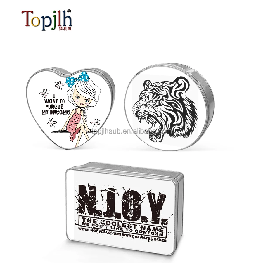 Topjlh Sublimation Blank Tin Box Candy Packaged Container Custom Printing Gift Metal Boxes With Aluminum Sheet