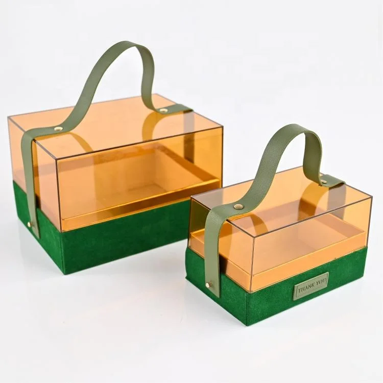 ISO BSCI factory custom luxury transparent acrylic with hand gift candy box clear storage acrylic gift box acrylic boxes