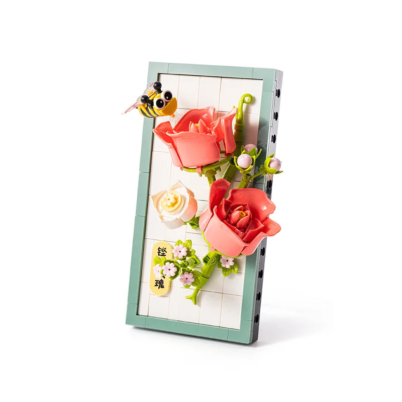 Home Desk Display Decorative Colorful Decorative flowers from Garden Wall Set artificial bouquet flowers Building Block Set