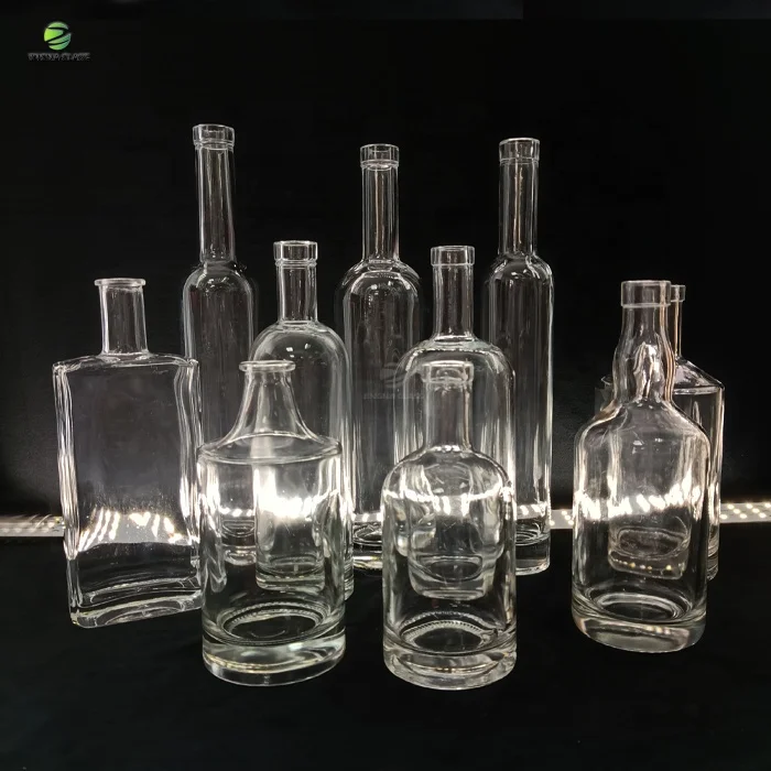 JINGNA in stock empty wine cheap 375ml 500ml 750ml round square glass bottles with lids for whisky liquor