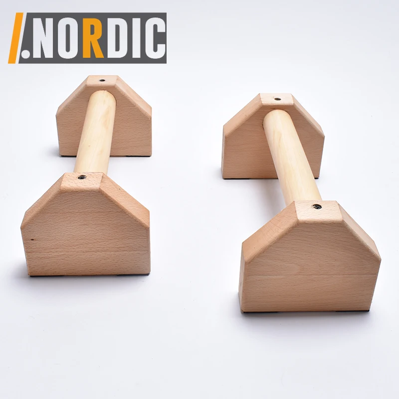 Wood Parallettes Bars Dip Stands or Push Up Stand for Crossfit and Gymnastics with Anti-slip Rubber Feet