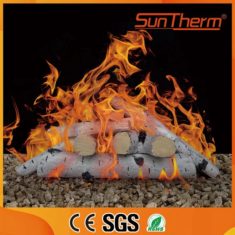 12 Pcs Large Withe Birch Logs Gas Fireplace Ceramic Logs Decorative