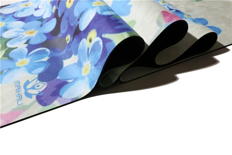 
Cheap Price Exercise Balance Blue Flower Pattern Aerobic Custom Eco Friendly Easy To Carry Foldable Rubber Suede Yoga Mat 