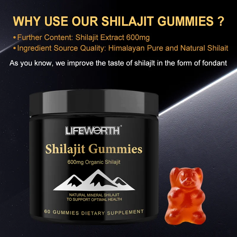 Lifeworth private label Shilajit Gummy Fulvic Acid Shilajit Resin Pure Himalayan Shilajit Shilajeet Salajit