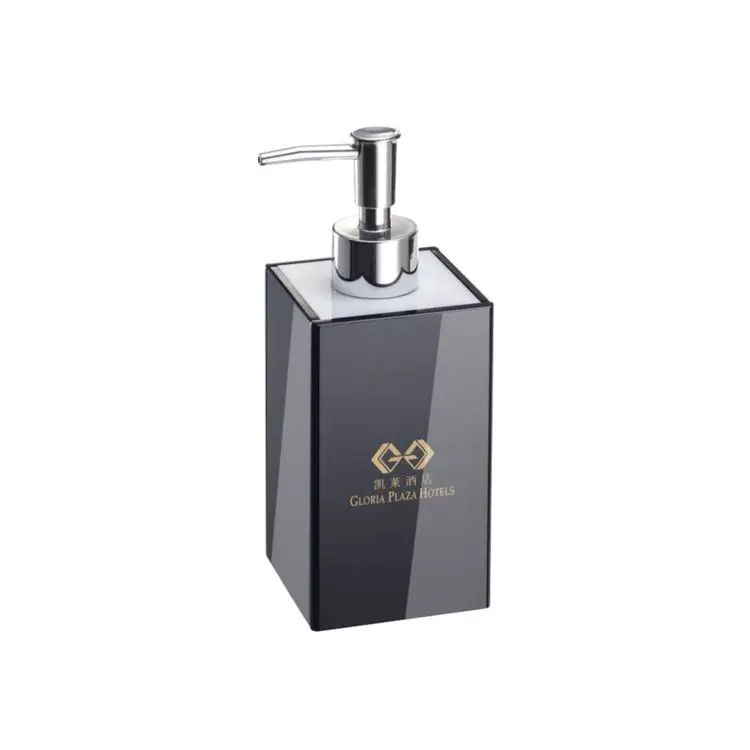 Custom Factory Direct 5 Star Hotel Toiletries Bottles Black Stone Pattern Acrylic Shower Gel Dispenser