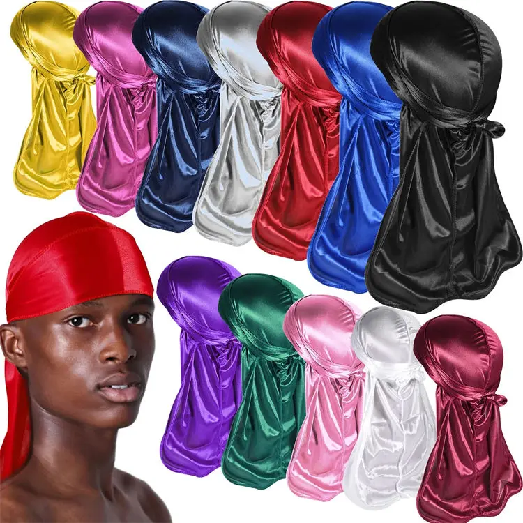 Custom Printed Extra Long-Tail Head Wraps Doo rag Do rag Durags For Men Du Rag Designer Durag