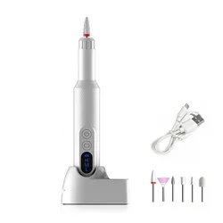 6 in 1 Nail Drill LED Display Usb Rechargeable Electric Portable Nail Polishing Nail Drill Machine With Base