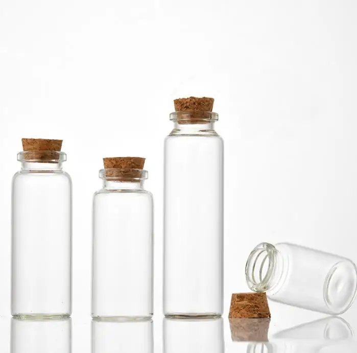 Eco-friendly clear glass vials glass wishing bottles glass test tube with cork for candy tea-leaf spice matchstick