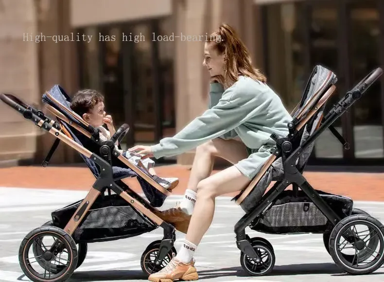 china factory 0-36 months double cotton layer pu leather handle travel system 2 in 1 stroller push chair buggy pram for winter