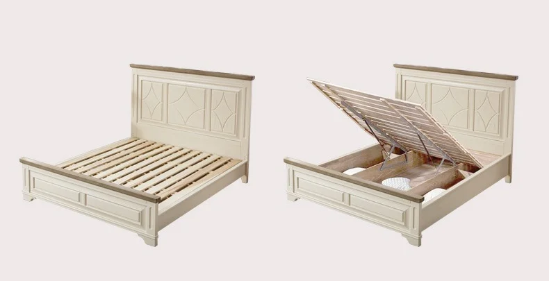 Bedroom Furniture French Country Style Bed Headboard With Lattice Design King/Queen Size Red Oak Wood Bed