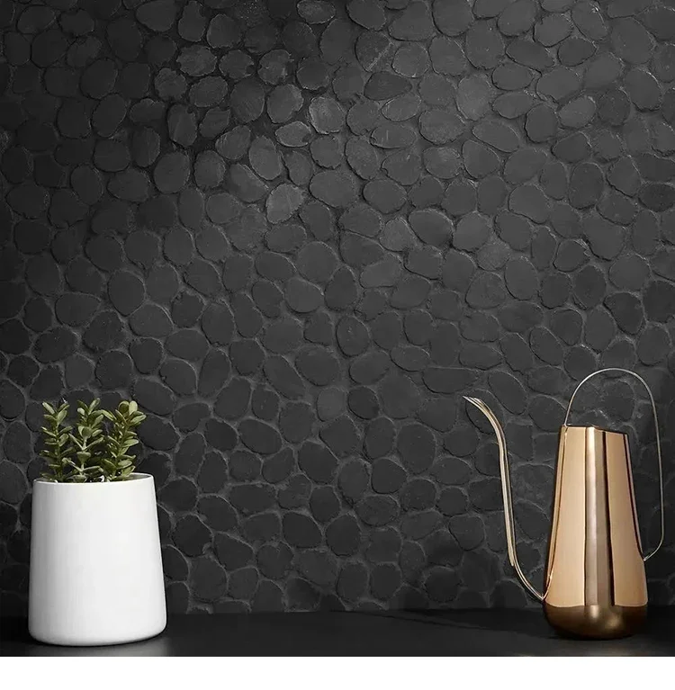 Outdoor Natural  Marble mixed standing Pebble tile stone Mosaic tile for pebble mosaic wall and Floor Tile for Garden