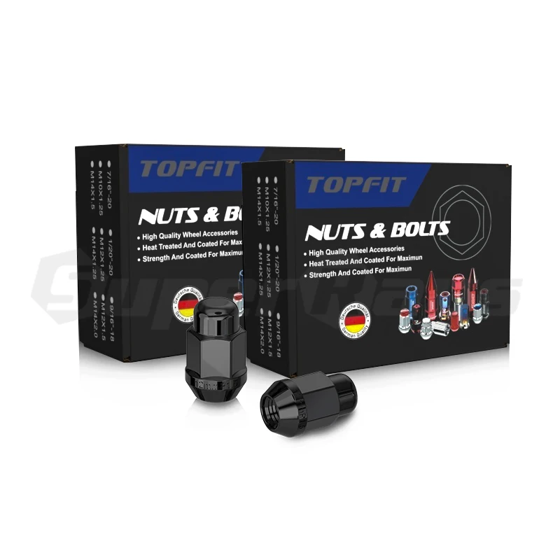 TOPFIT 19mmHEX Car Wheel nuts BLACK CHROME FINISH Steel Wheel Lug Nut For Ford Toyota