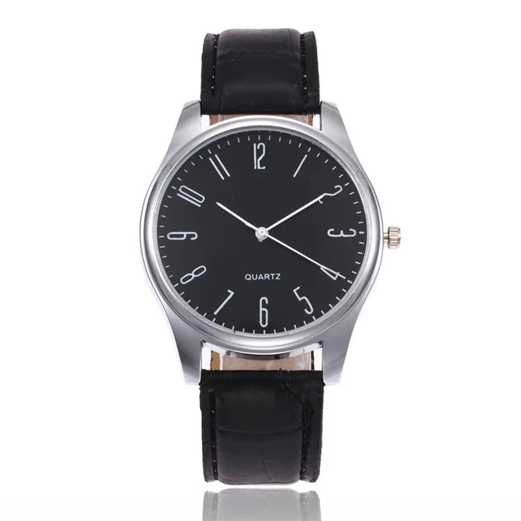 
Hot Selling Minimalist Business No Blue Glass 12 Numbers Leather Men Wrist Watch 