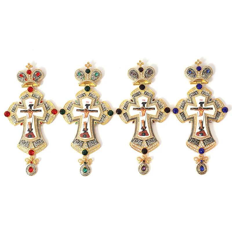 Роскошный греческий позолоченный сплав ортодоксальный кулон металлический русский Нагрудный Крест с иконой для священника
