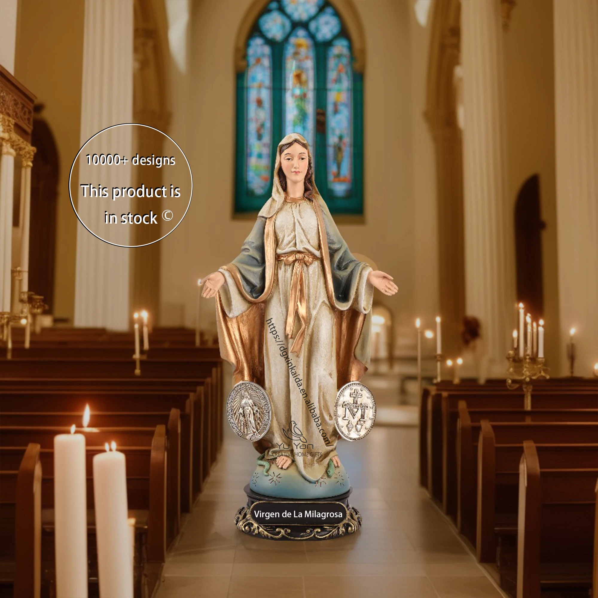 Factory wholesale catholic religious statues resin christian full of grace mother mary statue 10 inches