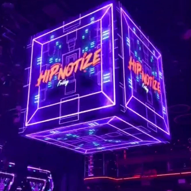 3D stereoscopic LED advertising display Magic Cube screen Club lifting system lift Led screen stage lights truss