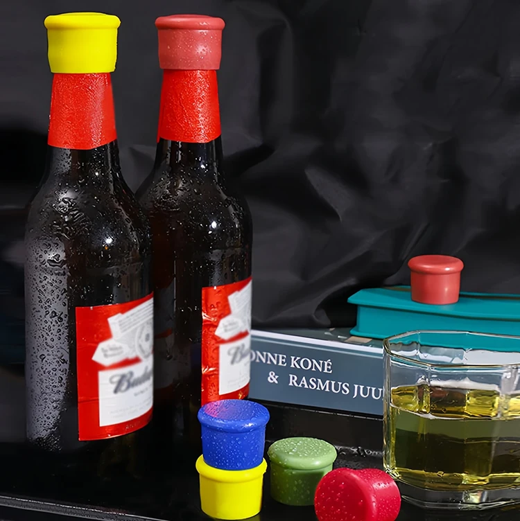 Silicone Bottle Stopper Reusable Wine Bottle Cap Sealing Stopper Fresh-keeping Silicone Wine Bottle Cap Customized Logo 10g