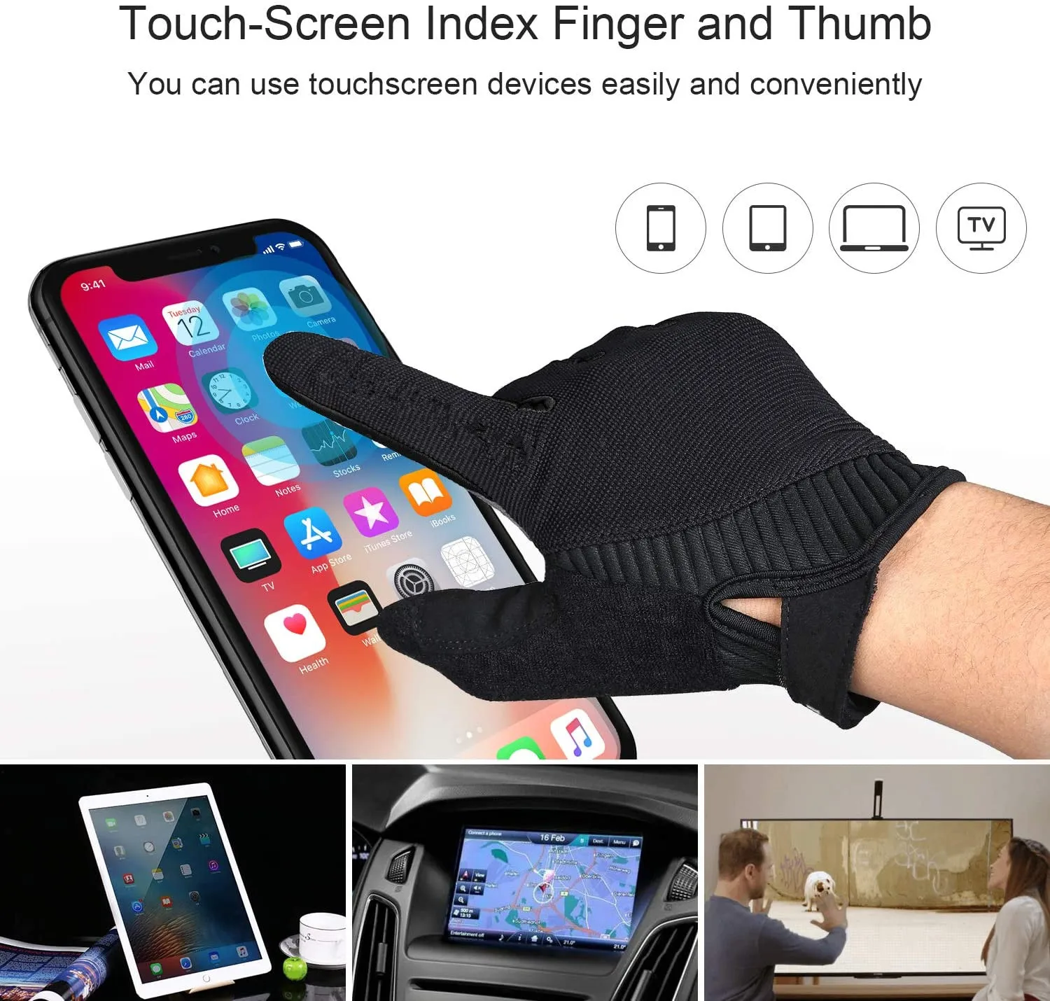 2022Hot sale Cycling Gloves for Men Breathable Full Finger Gel Padded Bicycle Gloves