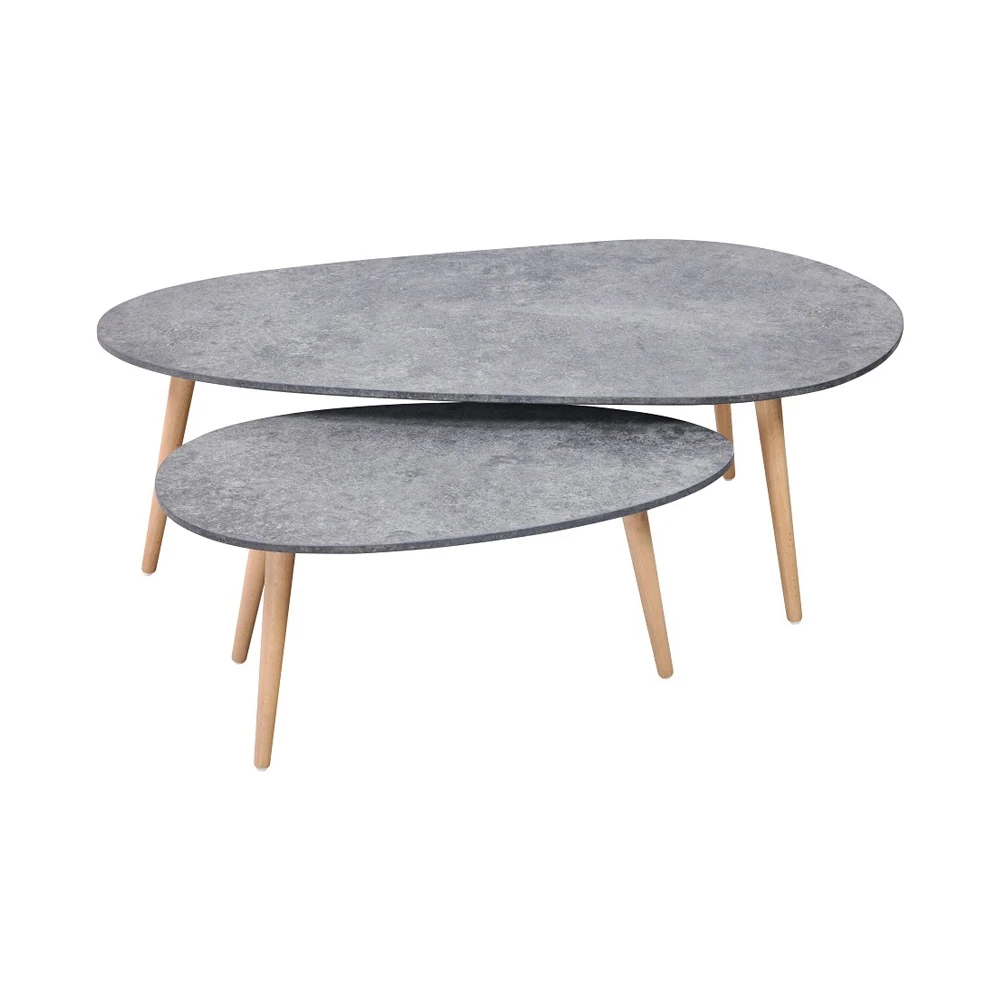 Nordic Leisure Low Height Furniture Design Triangle Tea Table Sets MDF Top Wooden Legs Coffee Table For Restaurant Coffee Shop