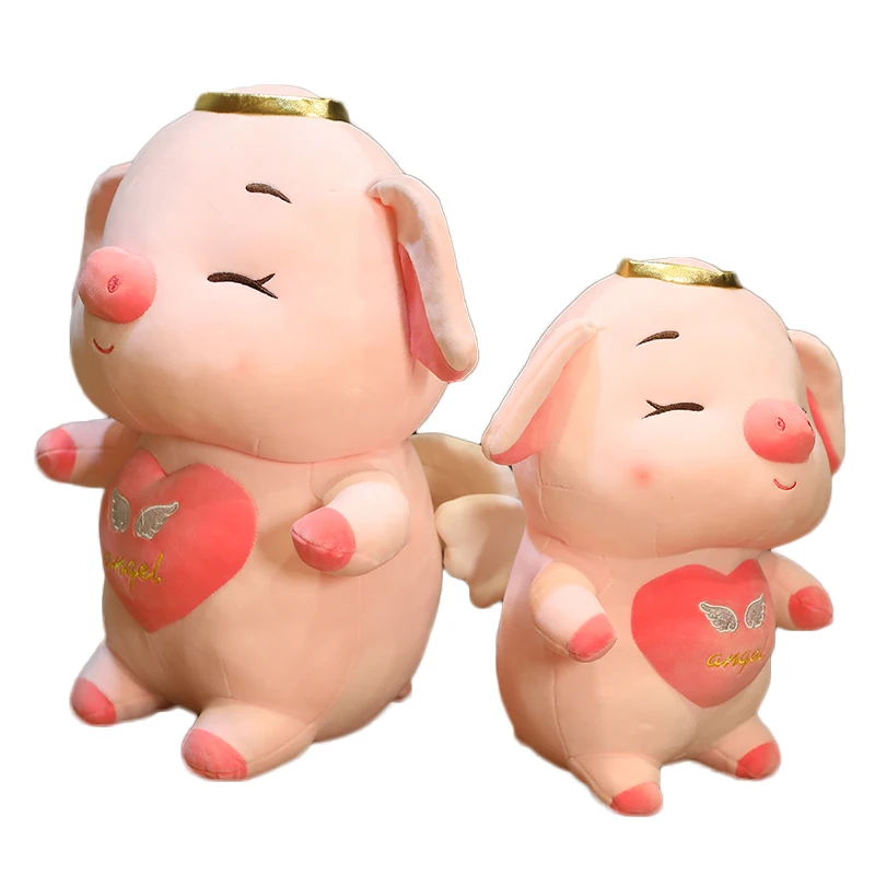 60CM Pink Cute Angel Pigs Dolls Free Custom Crown Pigs Stuffed Pig Plush Korea Toy