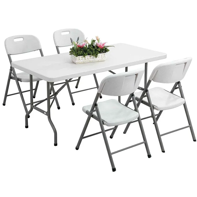 Hot sale outdoor portable popular white plastic table HDPE plastic folding table