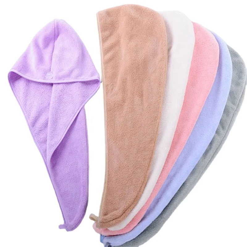 Wholesale custom premium microfiber coral fleece/coral velvet hair wrap turban towel and hair drying wrap towel