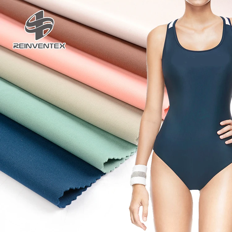 
1658 High stretch fashion blue yoga pants solid elastic plain knit polyester spandex custom swimsuit swimwear fabric 