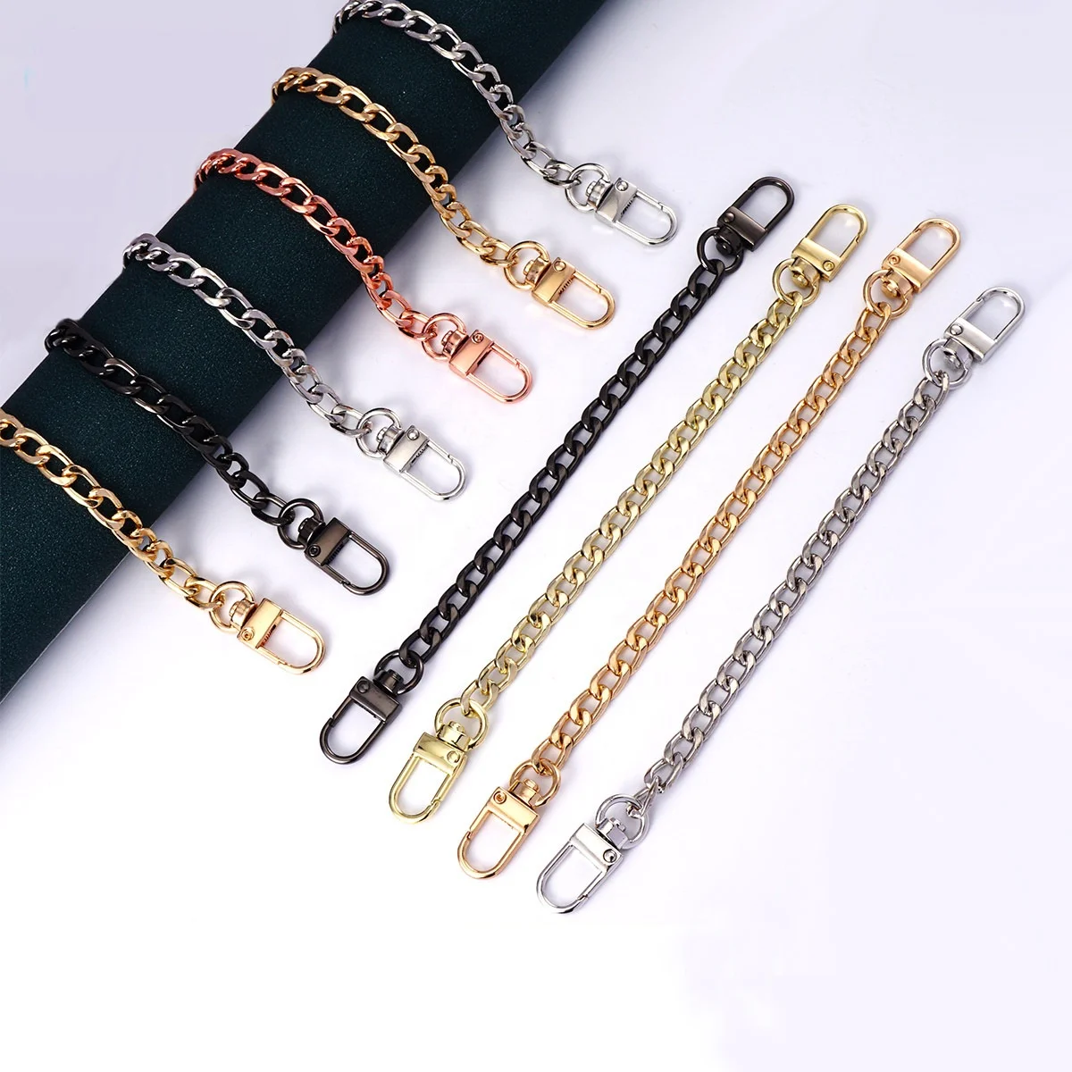 DIY 20cm 60cm 80cm 100cm 120cm Alloy Chain Strap Handbag Accessories Purse Shoulder Cross Replacement Straps with Metal Buckles