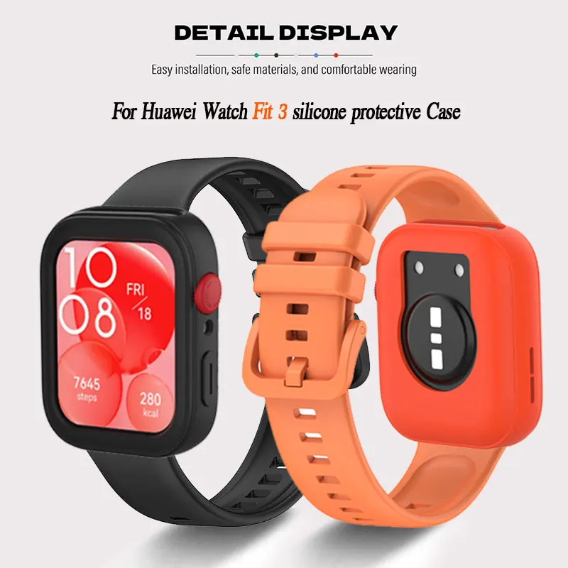 Candy Color Soft Silicone Watch Case for Huawei Watch Fit 3 Protective Cover Case Bumper for Huawei Watch Fit 3 Accessories