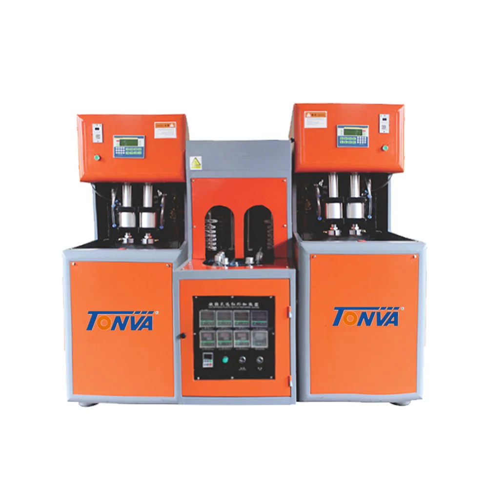 PET semi-automatic bottle blowing machine for 2 blower one heater