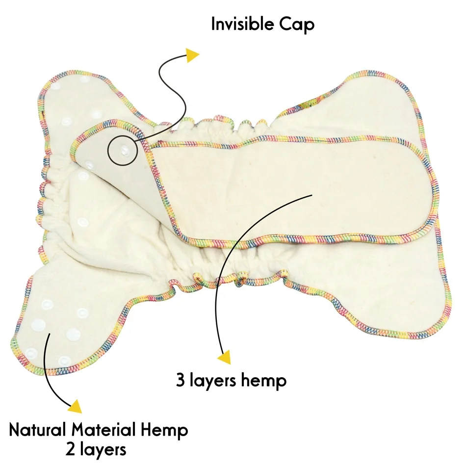 
Reusable Eco-friendly Washable Hemp Diaper Cloth Baby Nappies Fitted Diaper one size fits 5-15kg baby fitted Diapers 