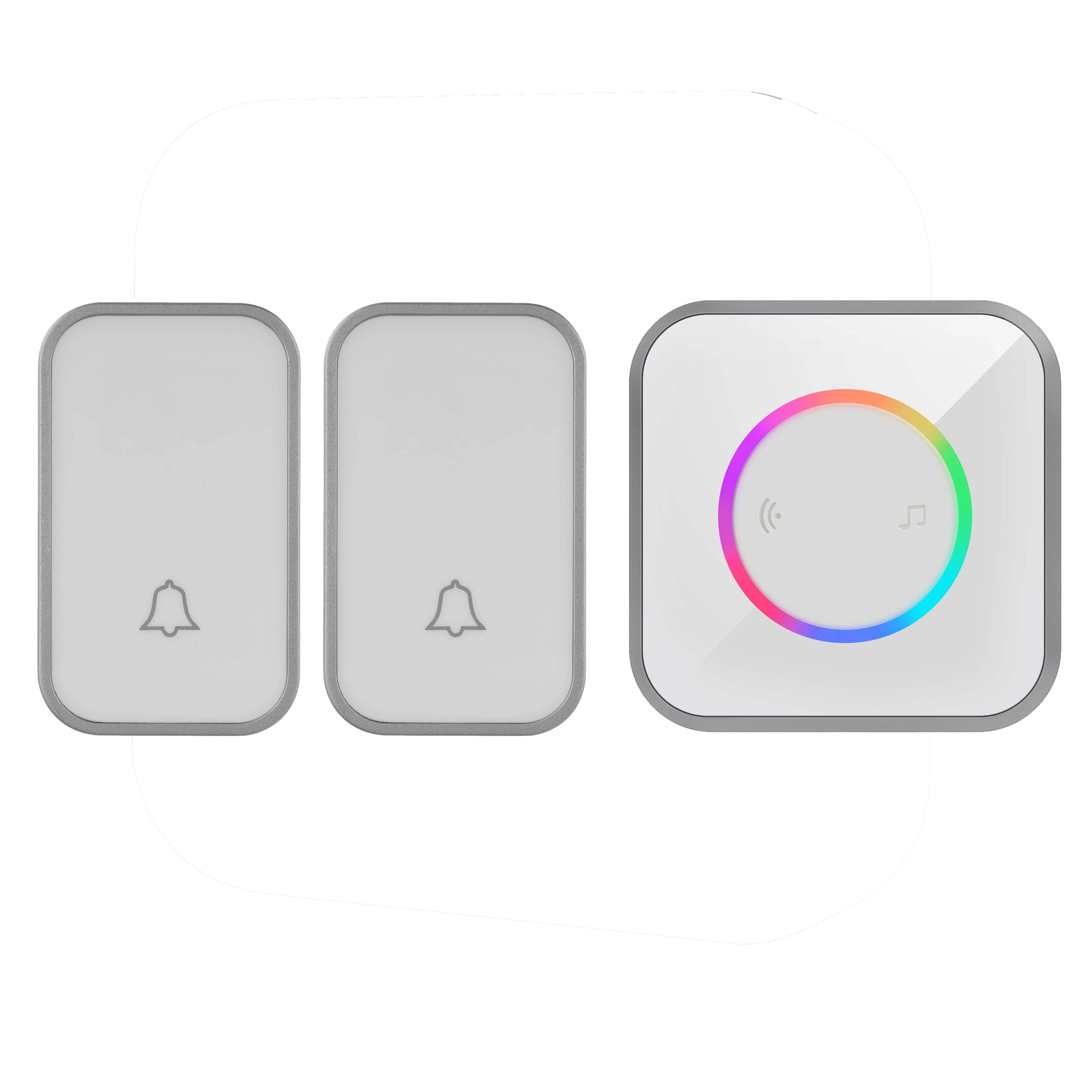 Aiben 2 in 1 Model 2M488-WS Colorful Flashing Smart Wireless Doorbell  200M Long Wireless Distance 45 Songs Welcome Doorbell