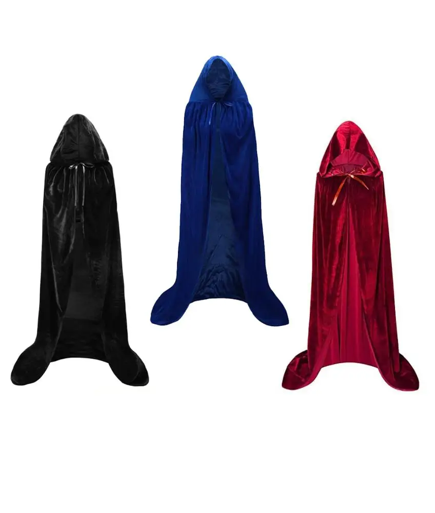 Hooded Cloak Long Velvet COS Vampire Halloween Costume Cape
