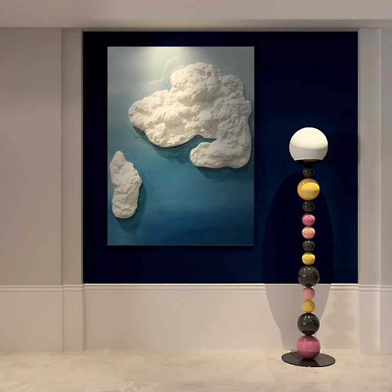 Mural art decoration abstract blue sky oil painting canvas Hand oil painting three-dimensional white cloud canvas art