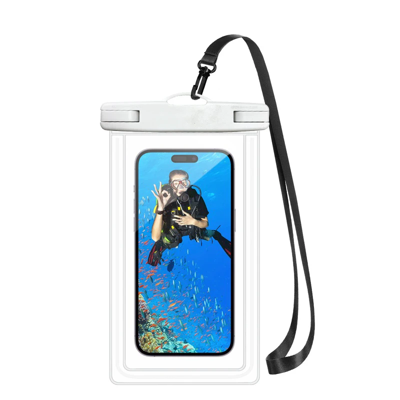 Free Sample Customized Logo PVC 7.5inch Size Underwater IPX8 Water proof Pouch Case Waterproof Phone Bag  for Mobile Phone